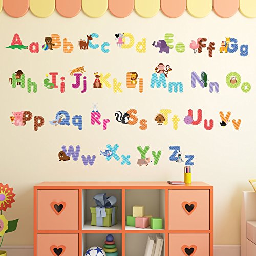 Living Room Nursery Classroom Letters & Numbers Removeable Wall Decals for Bedroom JesPlay Animal Abcs & 123s Static Window Clings Wall Decor Stickers for Kids & Toddlers Include Alphabet