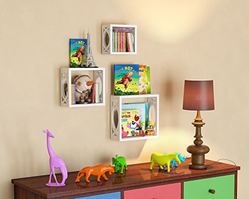 Children’s Square Cube Wall Shelves Set 3 Pcs Display Kids Favorite Books, 
