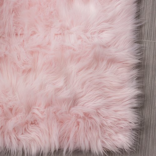 Soft Light Pink Faux Sheepskin Rug, Faux Sheepskin Rug Nursery